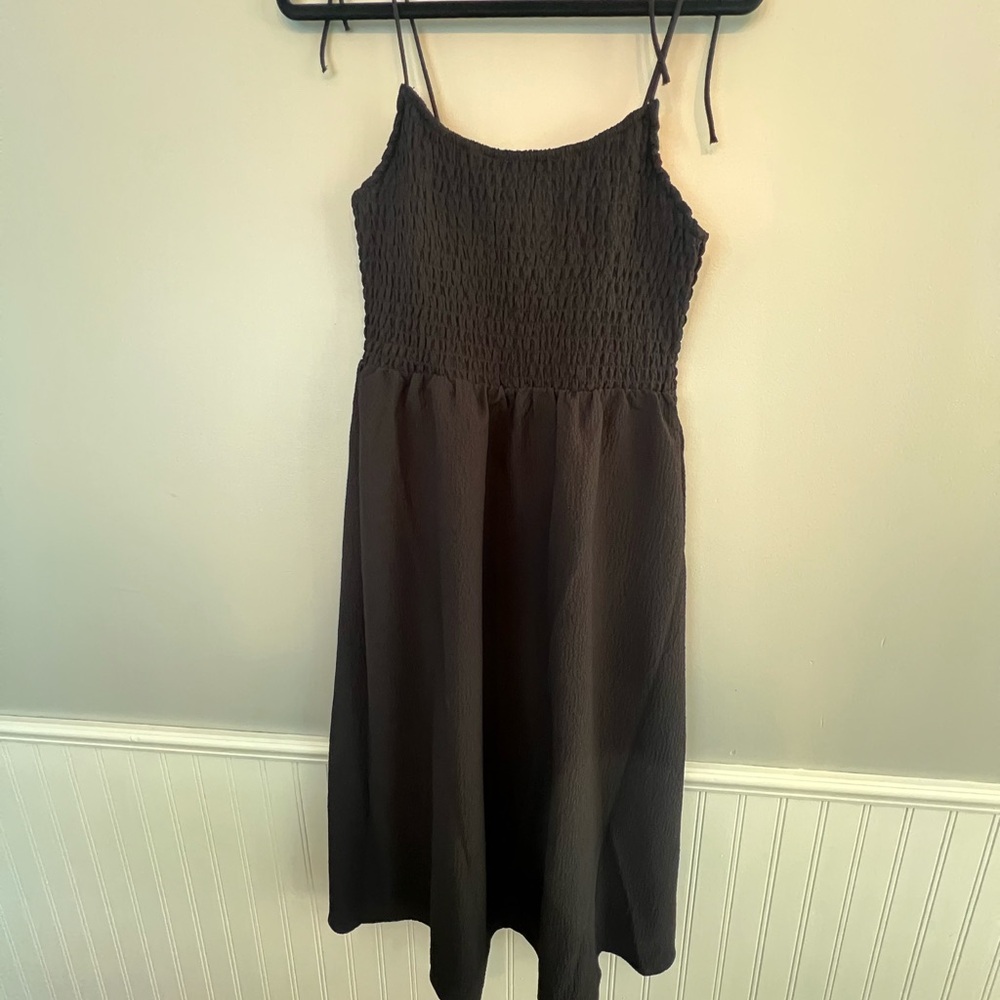 Divided Textured Black Dress